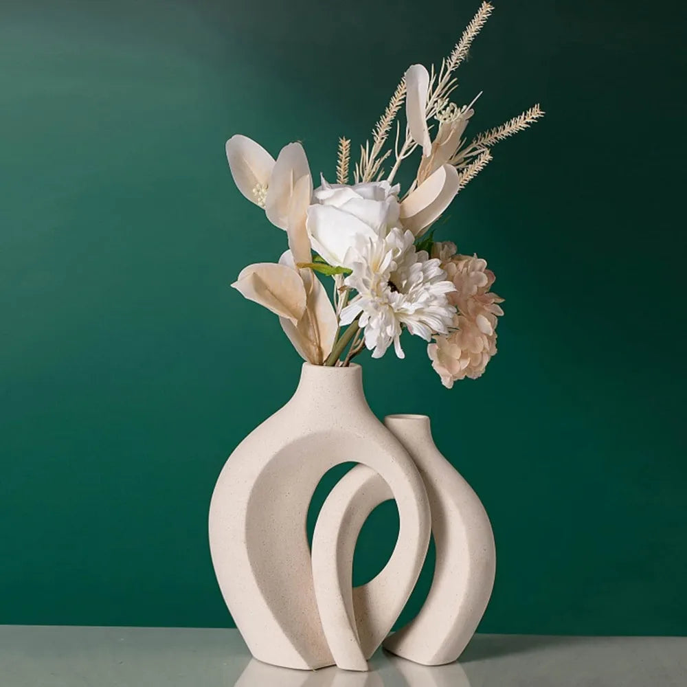 Off White Hollow Ceramic Vase