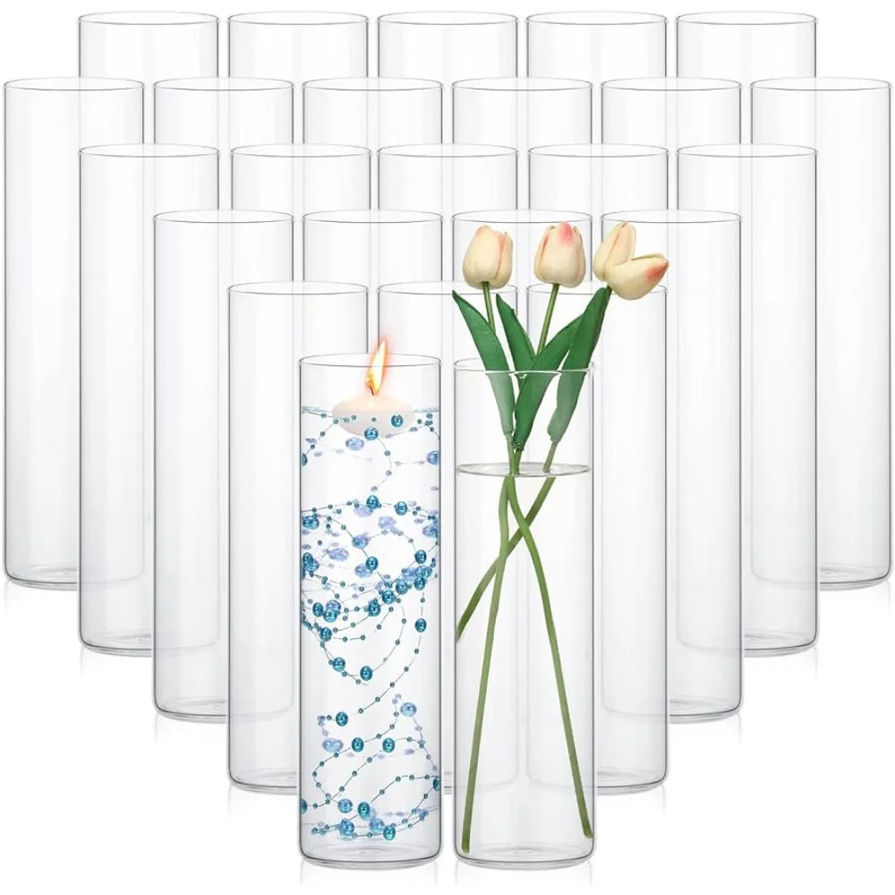 24 PCs Clear Glass Cylinder Vases