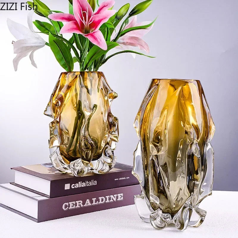 Creative Amber Gradient Glass Vase