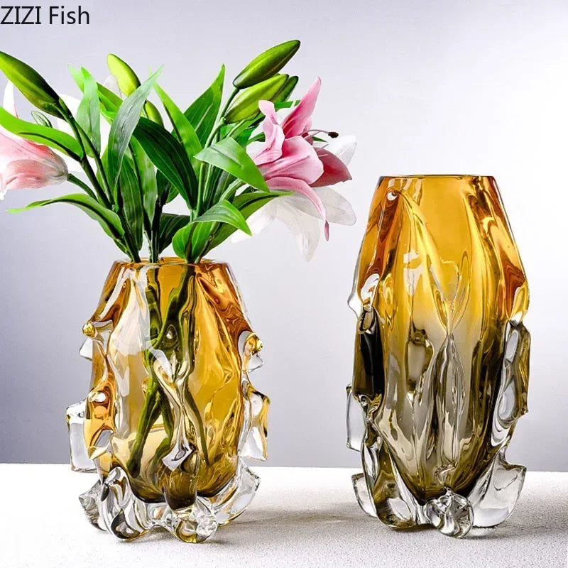 Creative Amber Gradient Glass Vase