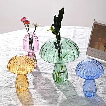 Mushroom Plant Glass Vase Decorative Vases for Luxury Room Vase for Plants Plant Glass Bud Vases Designed Living Room Decoration