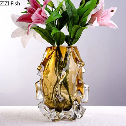 Creative Amber Gradient Glass Vase